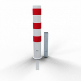 Absperrpoller Rund Ø152 abnehmbar Weiß mit Rot mit Dreikantschloss
