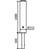 Absperrpoller Rund Ø152 abnehmbar Weiß mit Rot mit Dreikantschloss