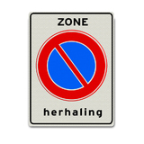 Verkehrszeichen E2-ZH  - Wiederholung Stillstand Verbot in der Zone