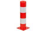 Rammschutzpoller 159x4,5x750 mm. auf Fußplatte rot weiß